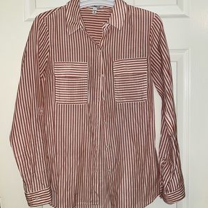 Express orange striped button down shirt